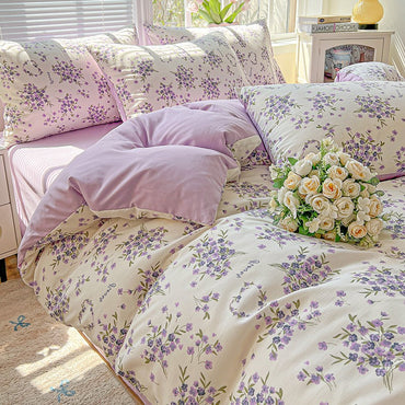 1pc Purple Lavender Printed Duvet Cover Single/Queen/King Size Quilt Cover for Double Bed Flower housse de couette220x240cm