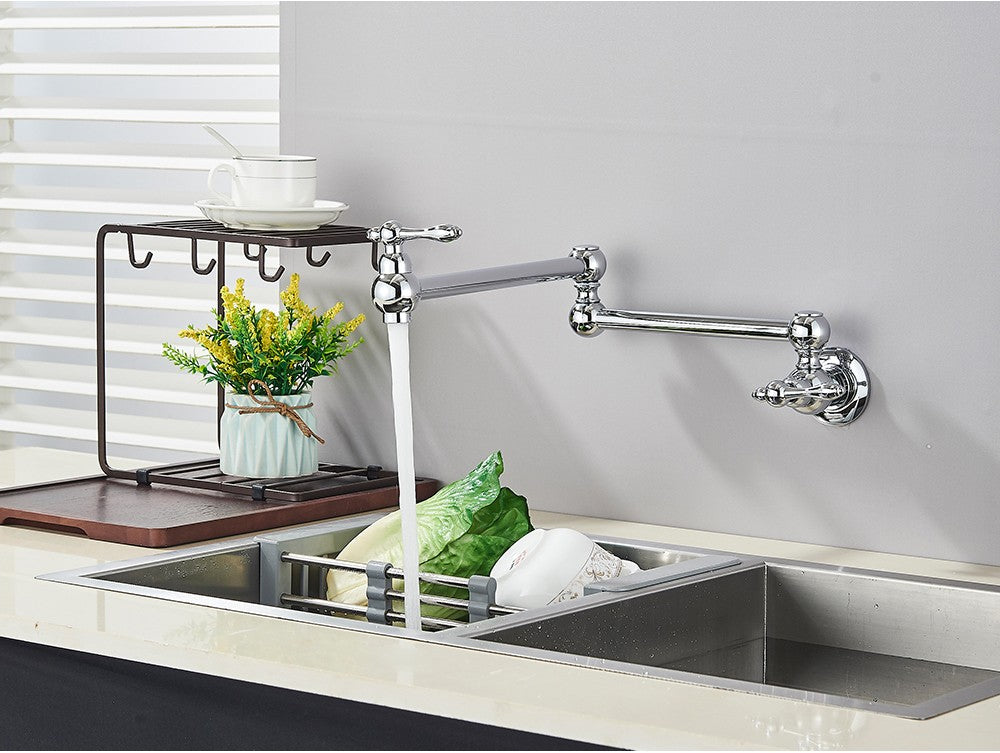 Brushed Gold Rotated Kitchen Sink Faucet Cold Water Tap Brass Basin Sink Swivel Faucets Wall Mounted Faucet