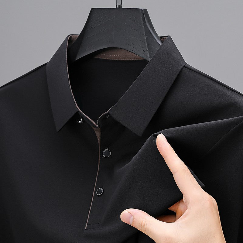 BROWON New Collection 2025 Golf Shirts Mens Short Sleeve Solid Color Turn Down Collar Business Plain Shirt for Man