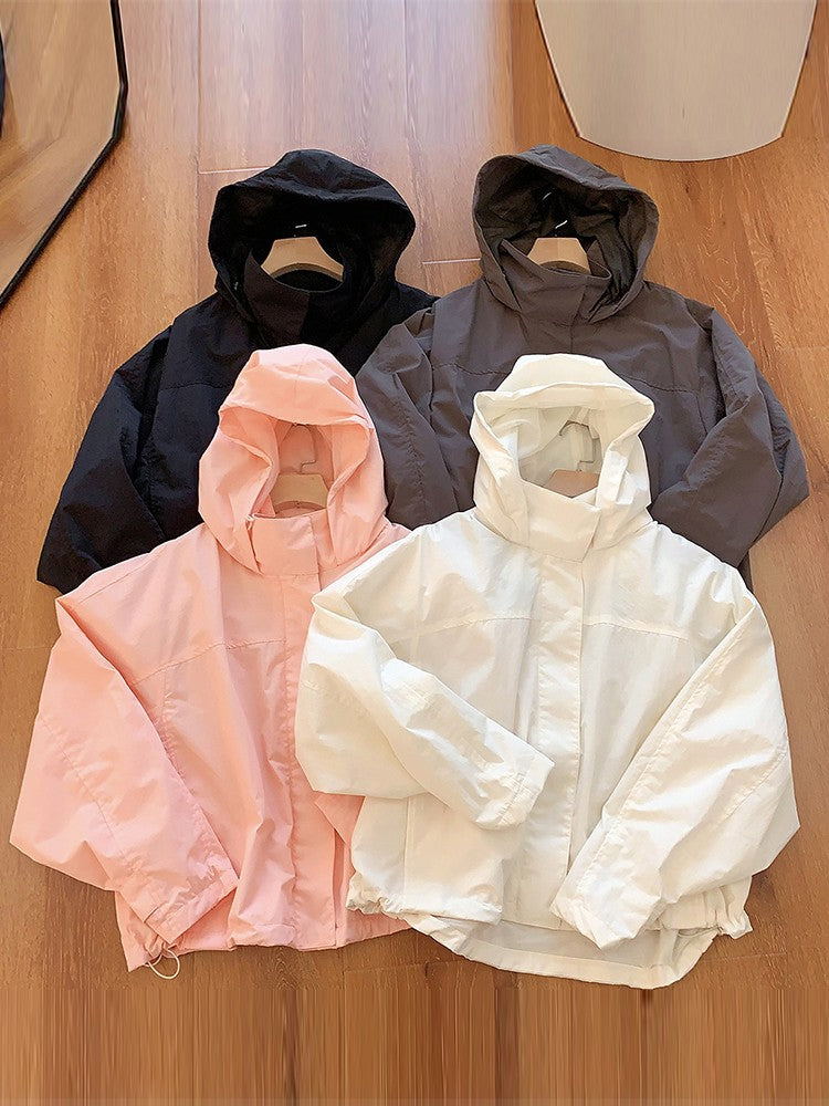 Mumaroho 2025 Autumn Winter Women Windbreaker Jacket Windproof Solid Long Sleeve Outdoor Sport Hooded Thin Coat Jacket For Women