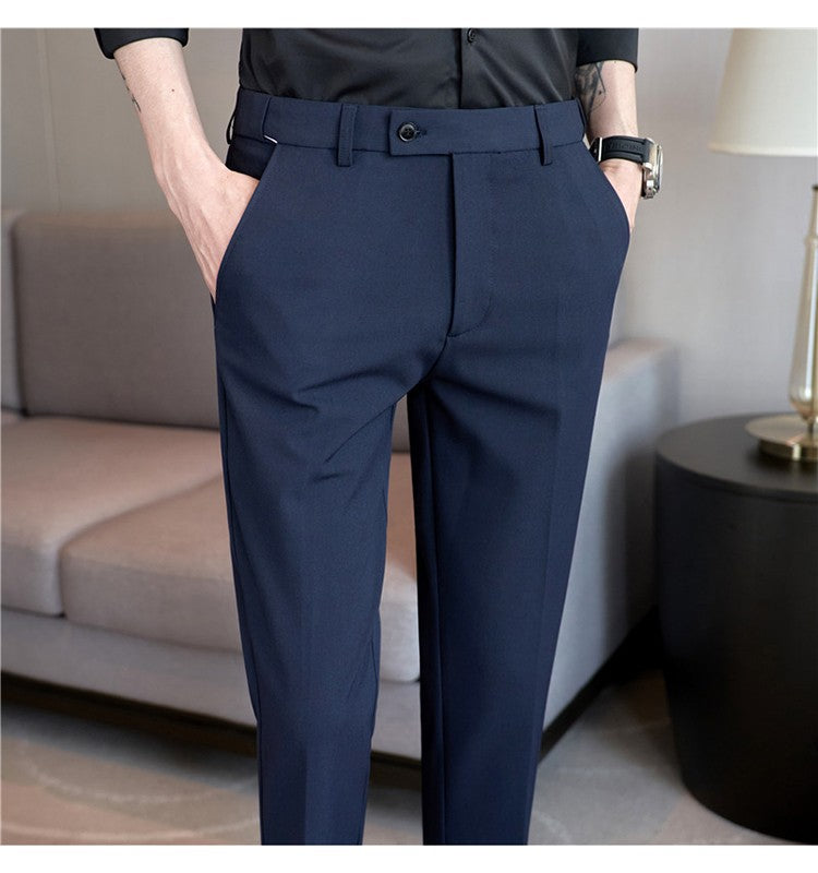 Men Suit Pant Autumn Elastic Waist Solid Slim Fit Dress Pants Business Casual Office Social Trouser Plus Size 40 38 Men Clothing