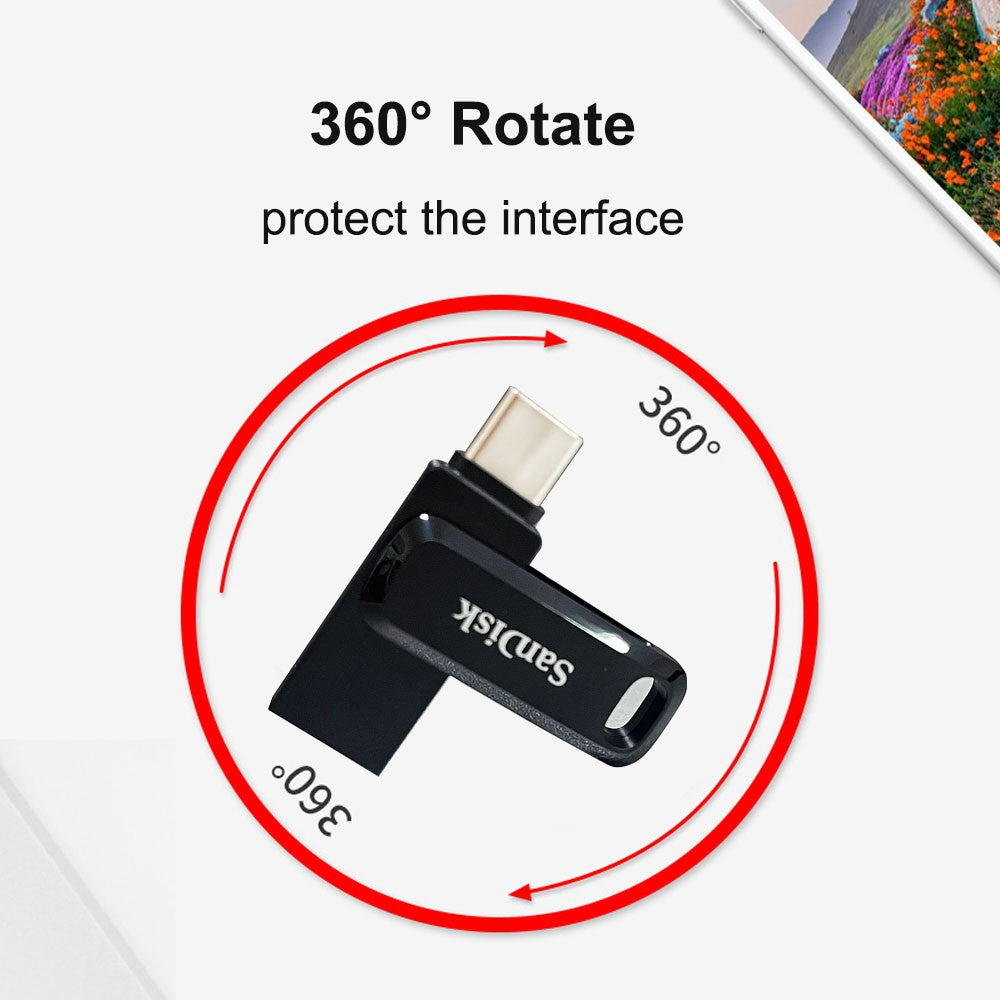SanDisk Ultra Dual OTG Pen Drive USB 3.2 Type-C Flash Drive 64GB 128GB 256GB 512GB Up to 400MB/s Memory Flash Disk for computers