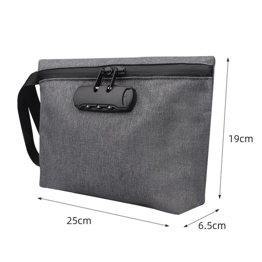 Travel Storage Bag With Password Lock Files Credit Card Certificates Safe Handbag Waterproof Anti-odor Smoking Pipe Storage Bag