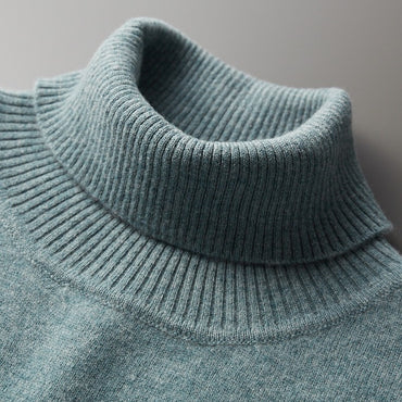 100%Merino Wool Lapel Sweater Men's Turtleneck Loose Knit Pullovers Youth Business Casual Joker Tops Warm Solid Color Base Shirt