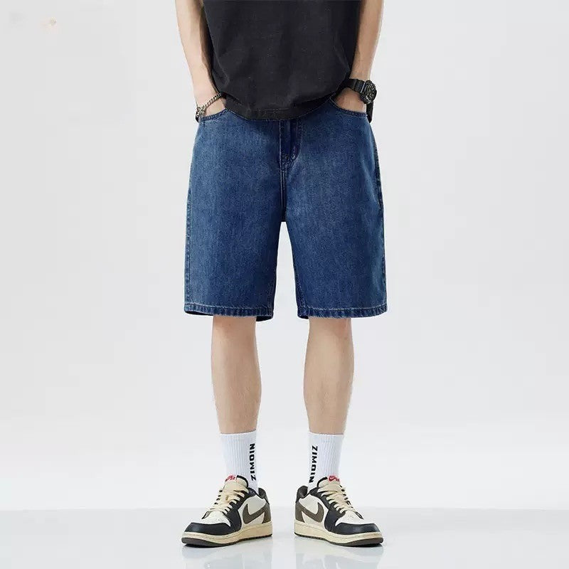 Summer men's seven inch jeans fashion design men's jeans slim fit straight leg short jeans casual loose wide leg denim shorts