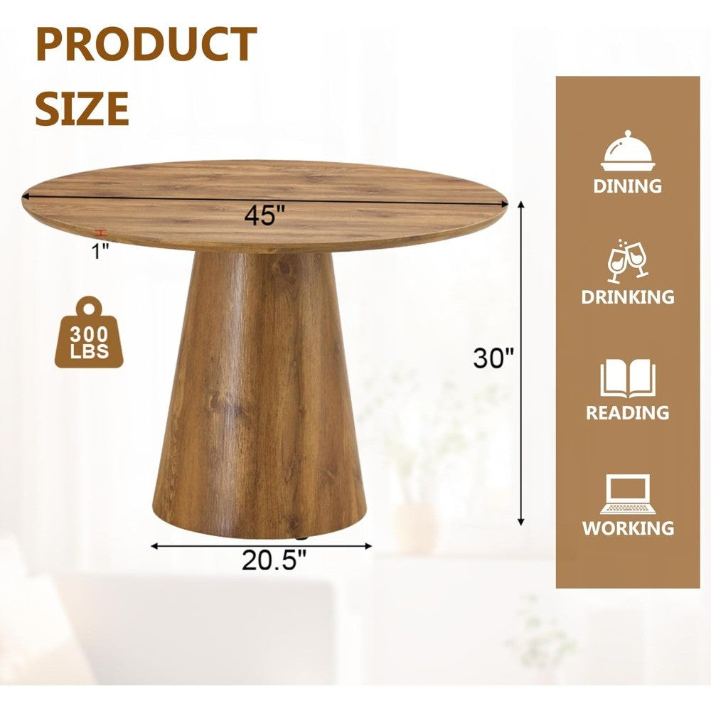 Round Dining Table 45'' | Wood Dining Room Table for 4-6 | Space Saving Round Kitchen Table for Kitchen Dining Room
