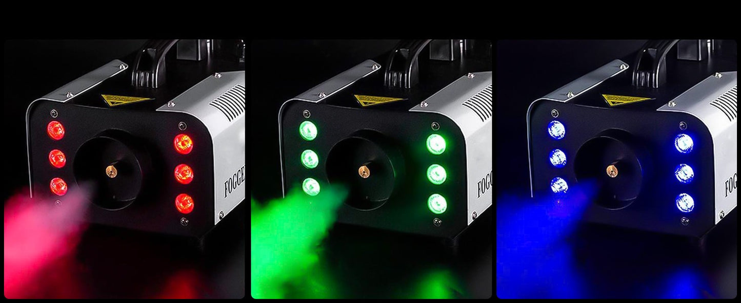 1200W Smoke Machine RGB 6LEDs Lighting Fog Machine Remote Control Stage Smoke Haze Generator for Disco Party Nightclub Wedding