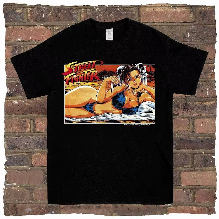 Game Spring Street Fighter, Rock and Rap, Loose High Street, High-quality Men's T-shirts, Women's T-shirts, Couple Styles