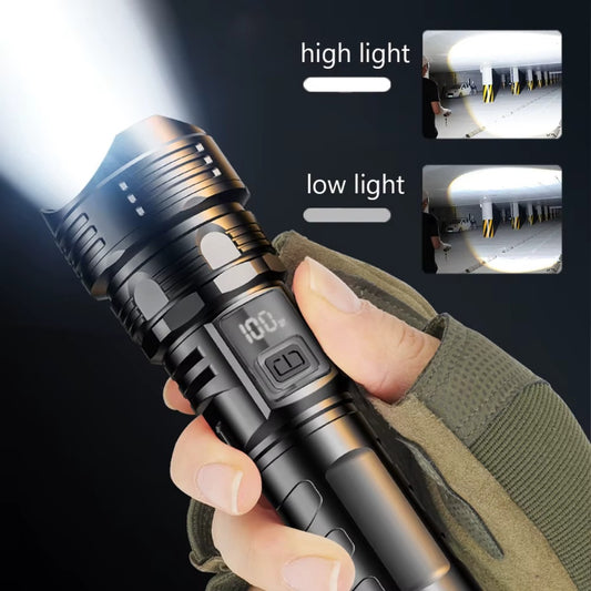 USB Rechargeable High Power LED Flashlight Super Bright Torch, Portable Hand Light for Camping, Hiking Emergency Survival