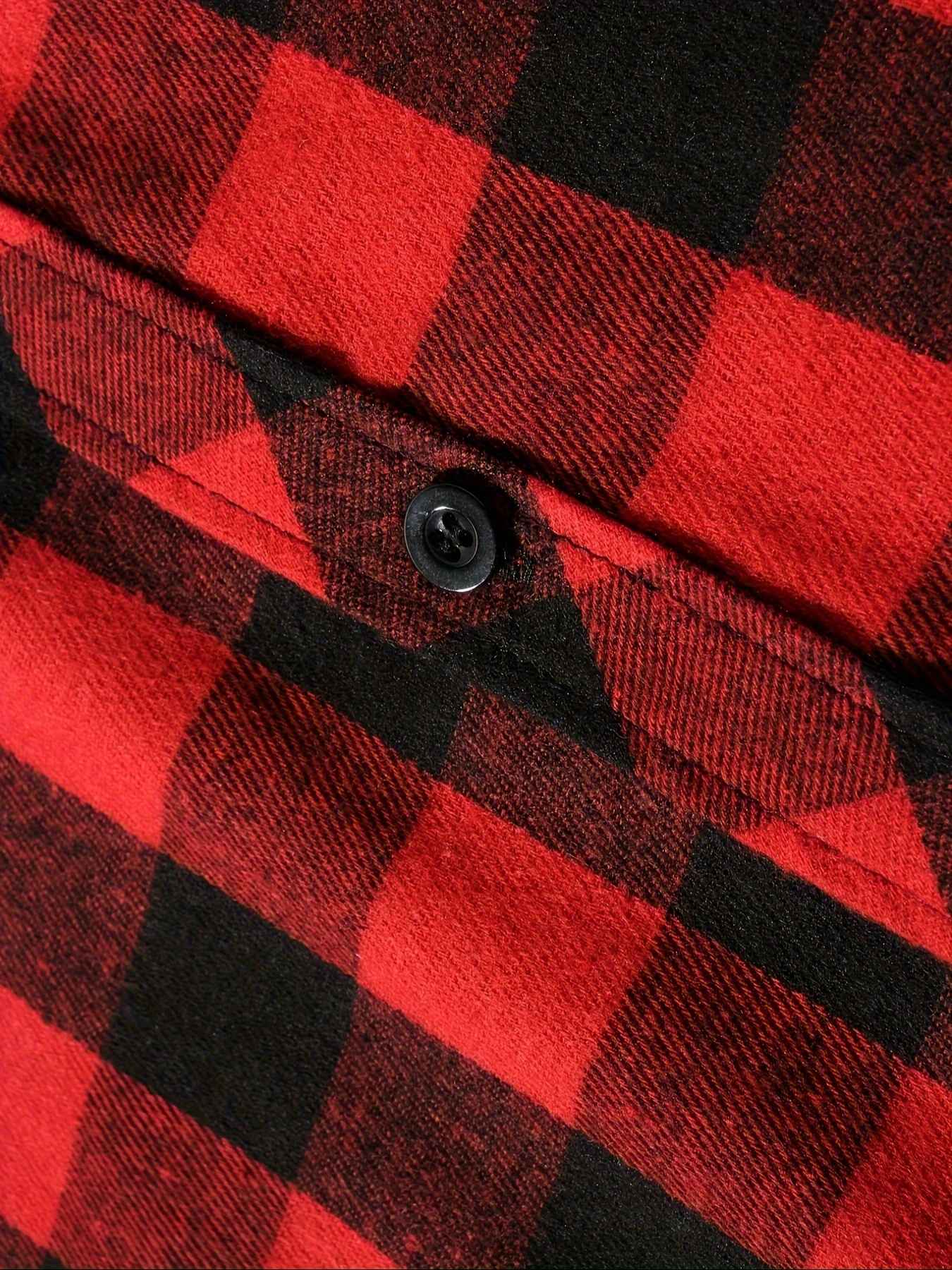 Youth Fashion Street Hooded Plaid Shirt Men's Slim Fit Long Sleeved Shirt Couple Travel Casual Shirt Men's Sports Shirt Jacket