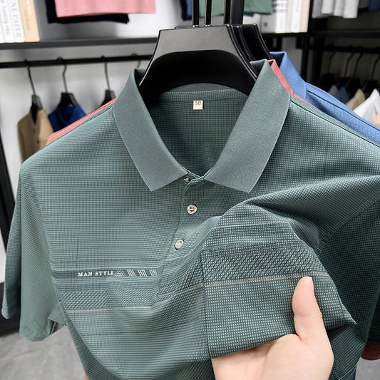 Retro men's short sleeved polo shirt summer fashion pocket stripe high-end custom design comfortable cotton top casual T-shirt