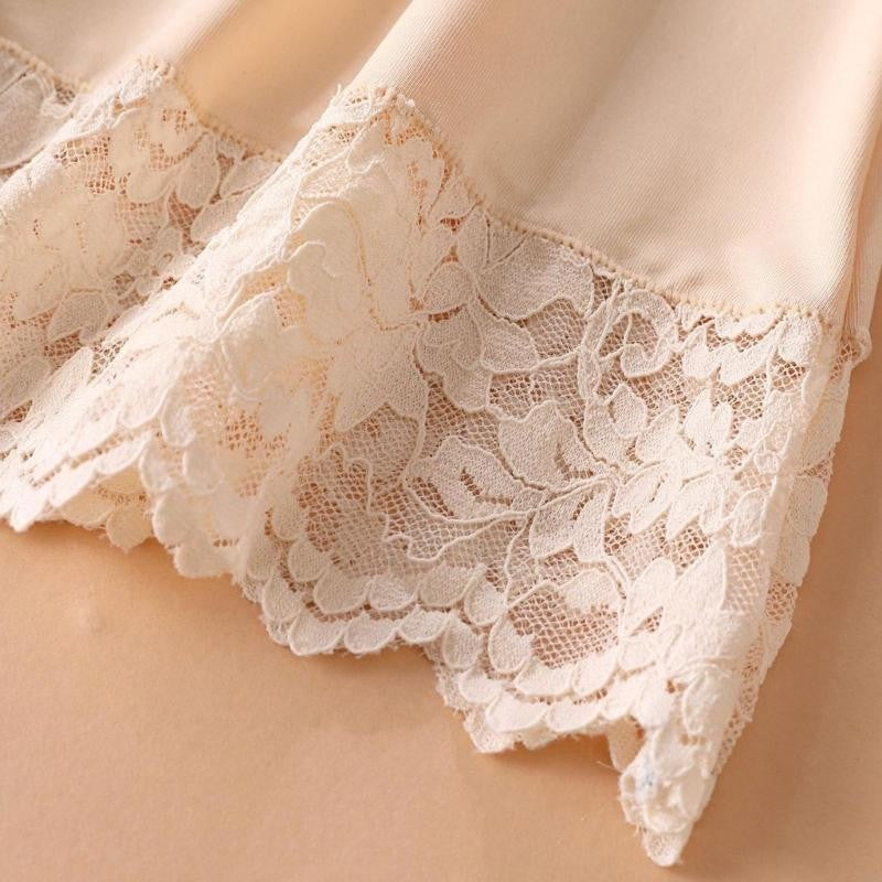 Y3NE Elastic Waist Knee Length Half Slips for Women Under Dresses Invisible Underskirt Basic Solid Color Lace Trim Petticoat