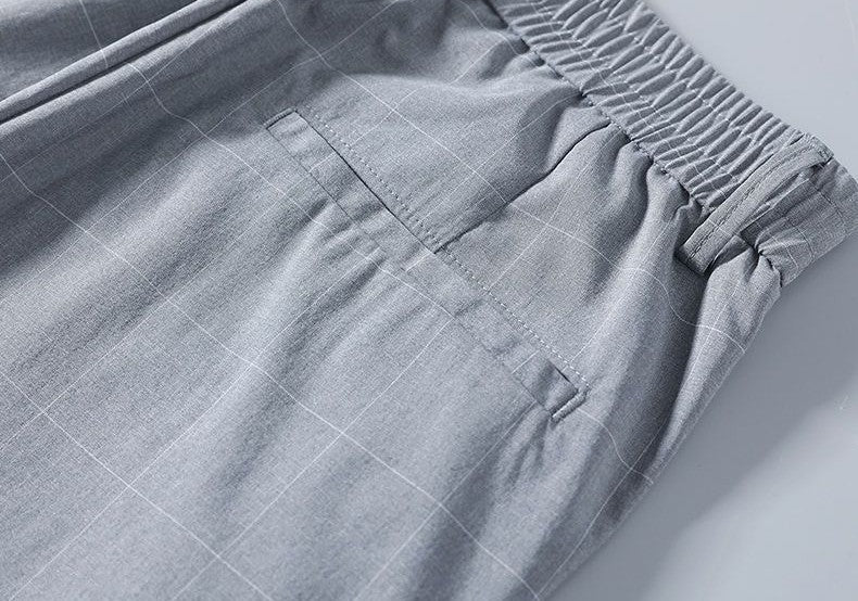 Male Suit Trousers Check Cooling Ice Silk Plaid Straight Up Clothes Offer Slacks Designer Men's Summer Pants Fabric 2024 Classic