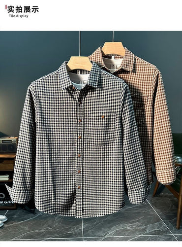 Retro Trendy Plaid Long Sleeve Shirt Autumn and Winter Fashion Jacket Versatile Casual Shirt 2025 New Loose Men's Clothing