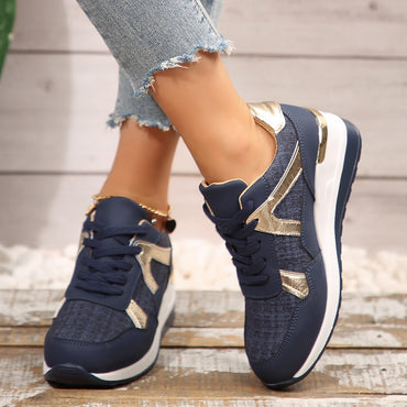 New Big Size Women Sneakers Breathable Lace-up Casual Sneakers Outdoor Lightweight Shoes Women Walking Anti-slip Platform Shoes