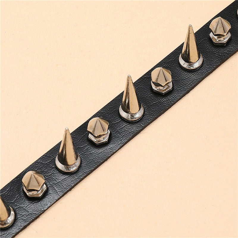 Gargantilha Punk Longa com Spikes, Gola de Couro Sintético para Mulheres Homens, Gargantilha Legal com Grandes Rebites, Acessórios de Colar Estilo Gótico