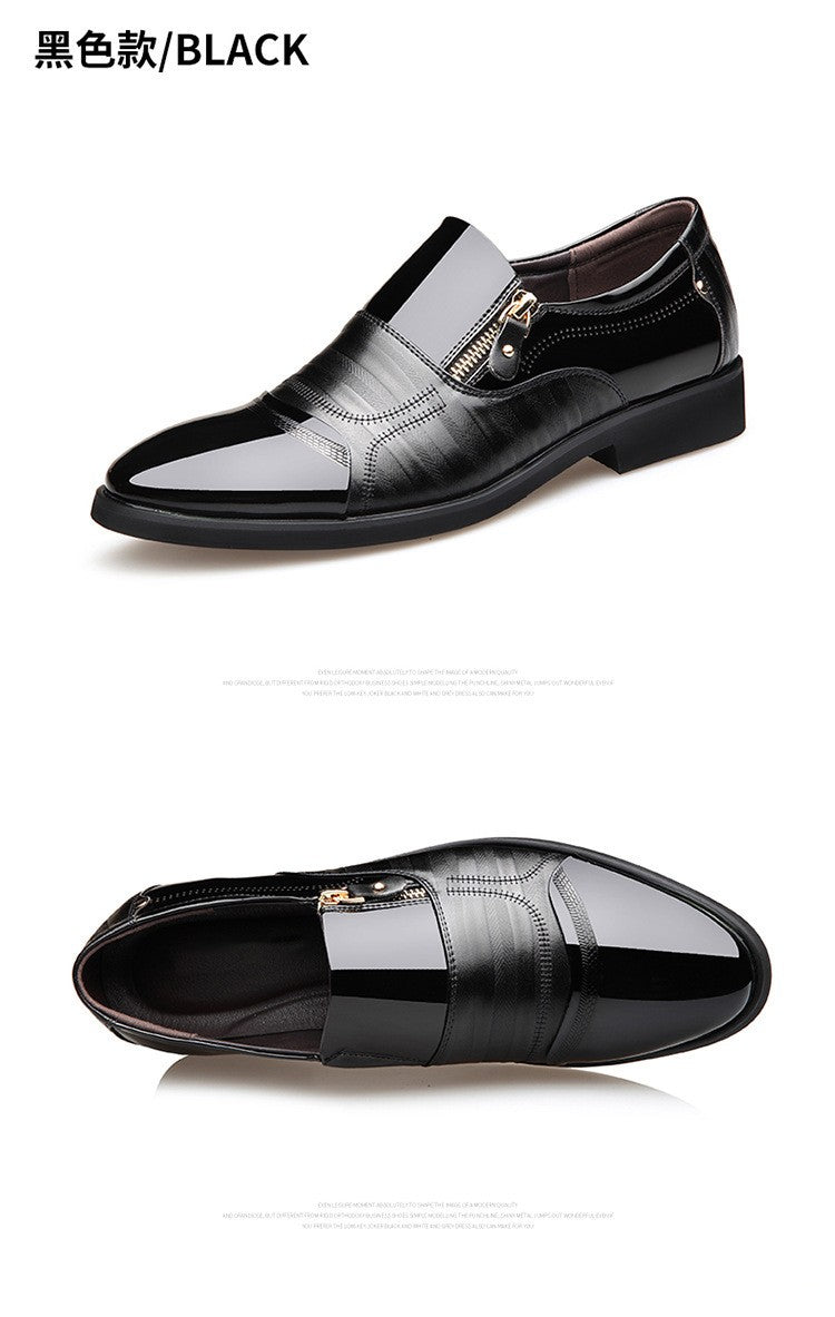 New autumn men's leather shoes Sharp pointed outdoor anti slip flat Fashion Business Zipper Footwear Casual comfort male shoes