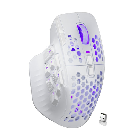 Mouse Gamer Sem Fio SOLAKAKA SM809 Pro MMO PAW3311 16 Botões Laterais 24000 DPI RGB Colmeia Macro Programável Mouse sem fio