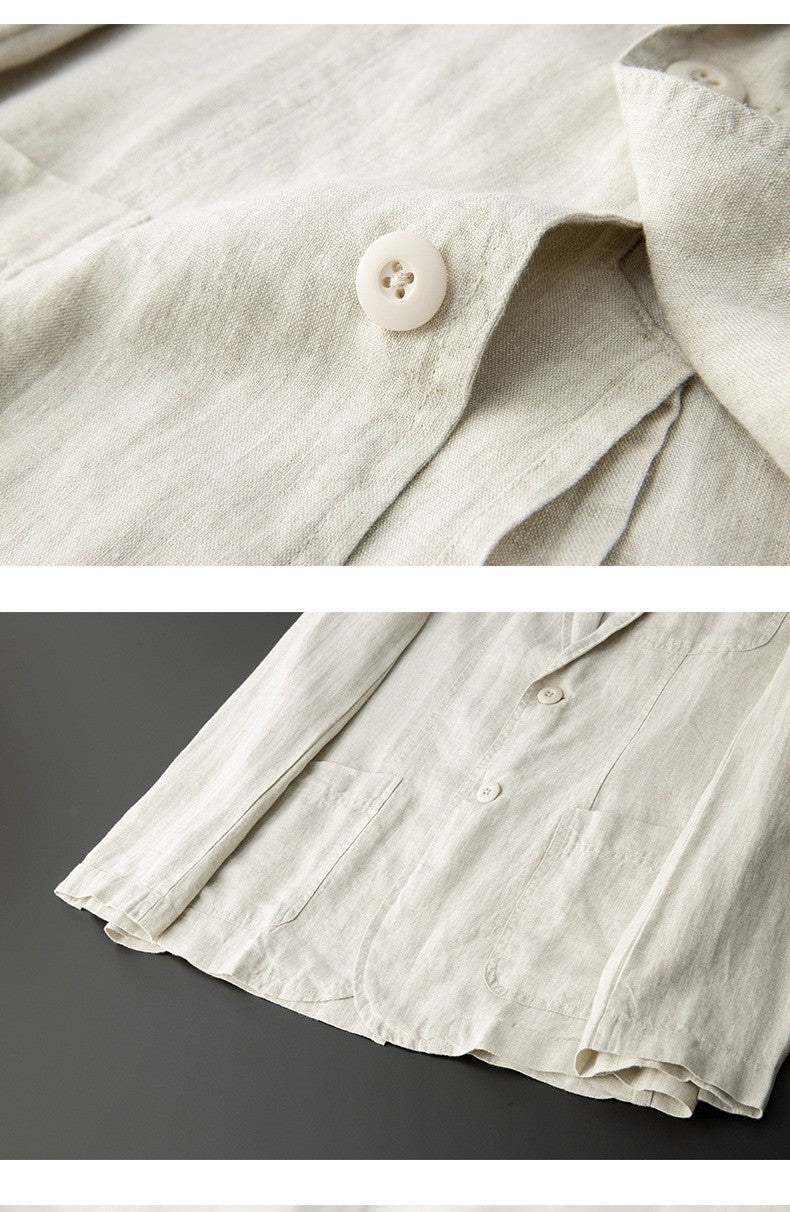 White Cotton Linen Suit Coat Men's Spring Summer Pure Color Slim Casual Business Thin Mens Blazer Jacket Comfortable Breathable