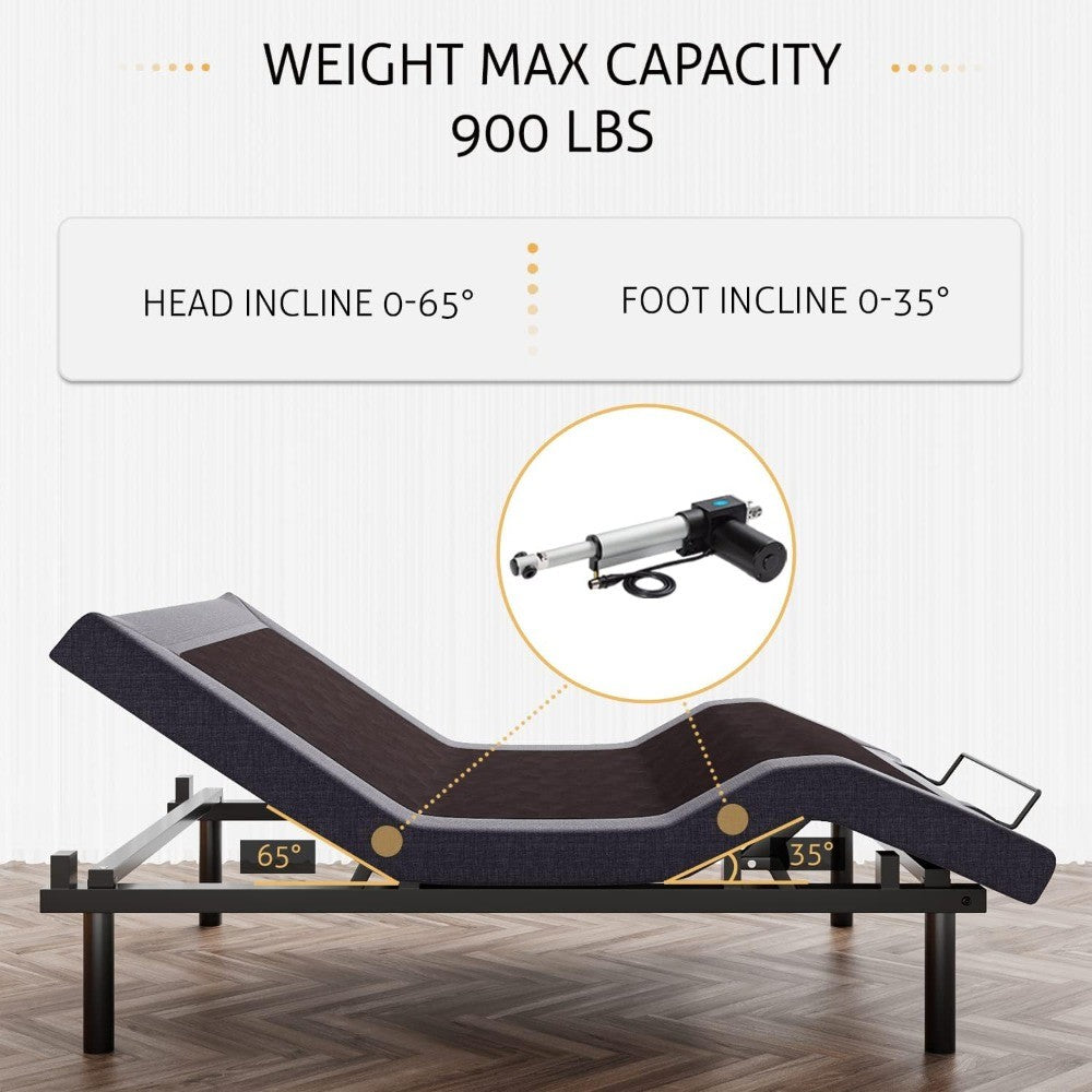 CERLIN Electric Adjustable Bed Base, Ergonomic Upholstered Full Size Bed Frame with Upgraded Motors and Wireless Remote Control