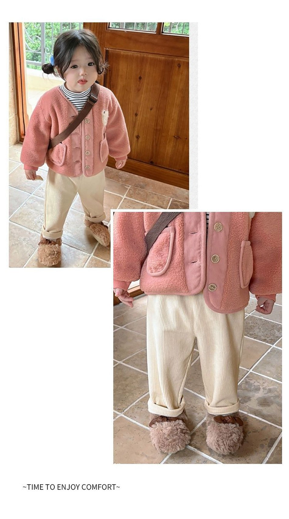 Baby Kids Corduroy Pants Children Fleece-Lined Thermal Winter Warm Straight Leg Casual Trousers for Boys Girls Clothing