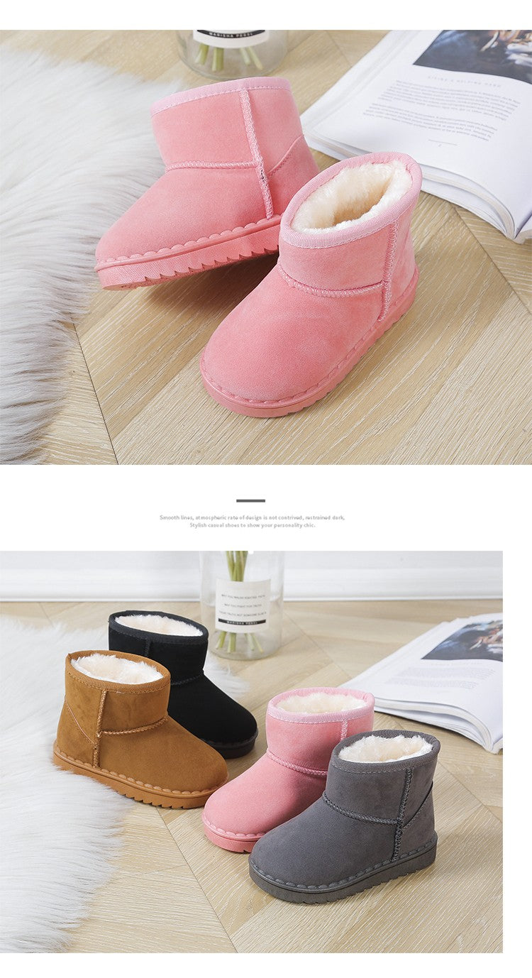 Children Snow Boots for Boys Girls Little Toddler Kids Thermal Boots Ankle Warm Classic Suede Flock Fabric Fashion Autumn Winter