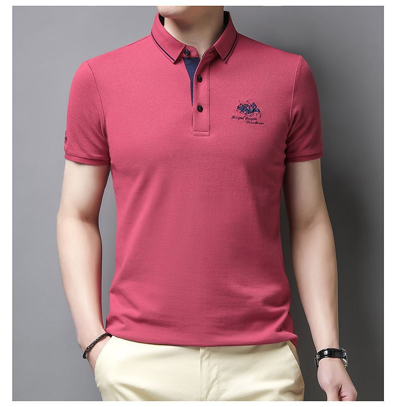 New Summer Embroidered Pure Cotton Men's Luxury Polo Shirt Top Casual Short Sleeved Fashionable Wrinkle Resistant Men's T-shirt