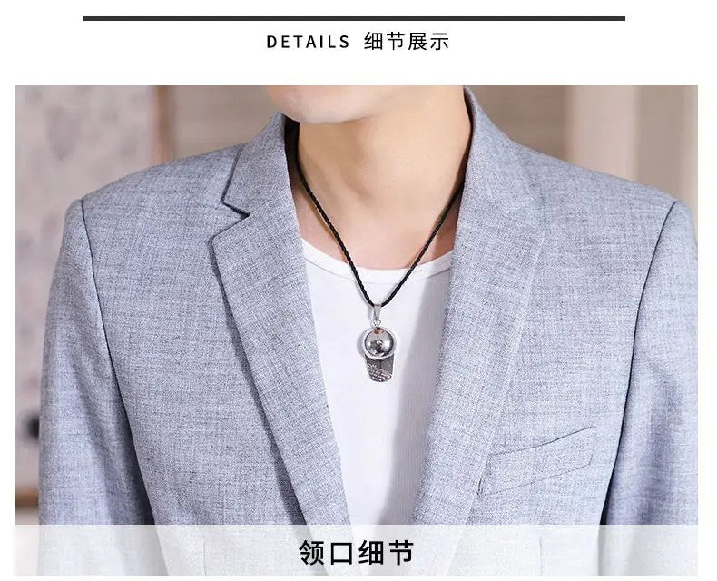 Men Blazer Slim Fit Fashion Business Handsome Gentleman Korean Version of British Style Leisure Slim Solid Color Wedding Work