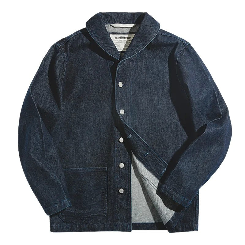 Maden Lapel Jeans Jacket 13.5 Oz Multi Pockets Coat Men’s Vintage Deck Workwear Denim Shirts Quality Fashion Clothes For Male