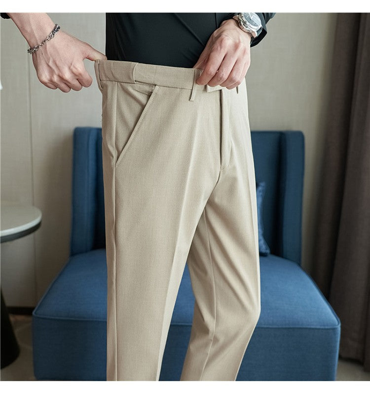 Men Suit Pant Autumn Elastic Waist Solid Slim Fit Dress Pants Business Casual Office Social Trouser Plus Size 40 38 Men Clothing