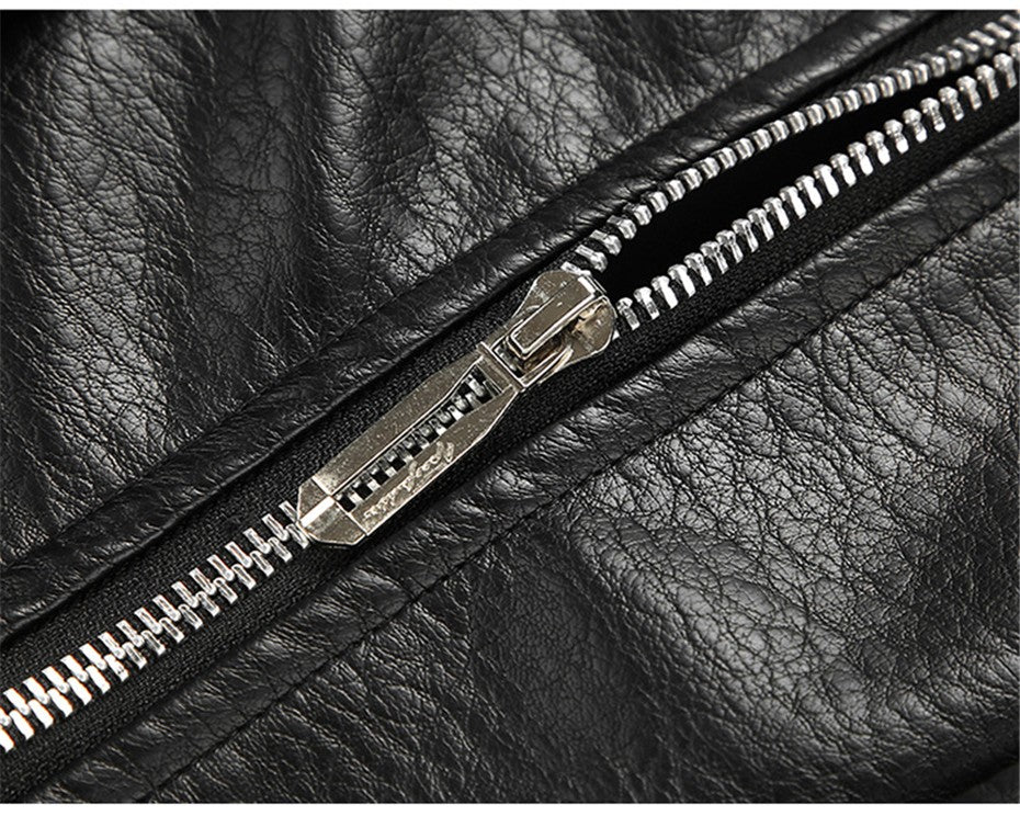 Vintage PU Jacket Men Motorcycle Biker PU Coat Fashion Casual Cargo Jackets Spring Autumn Outerwear