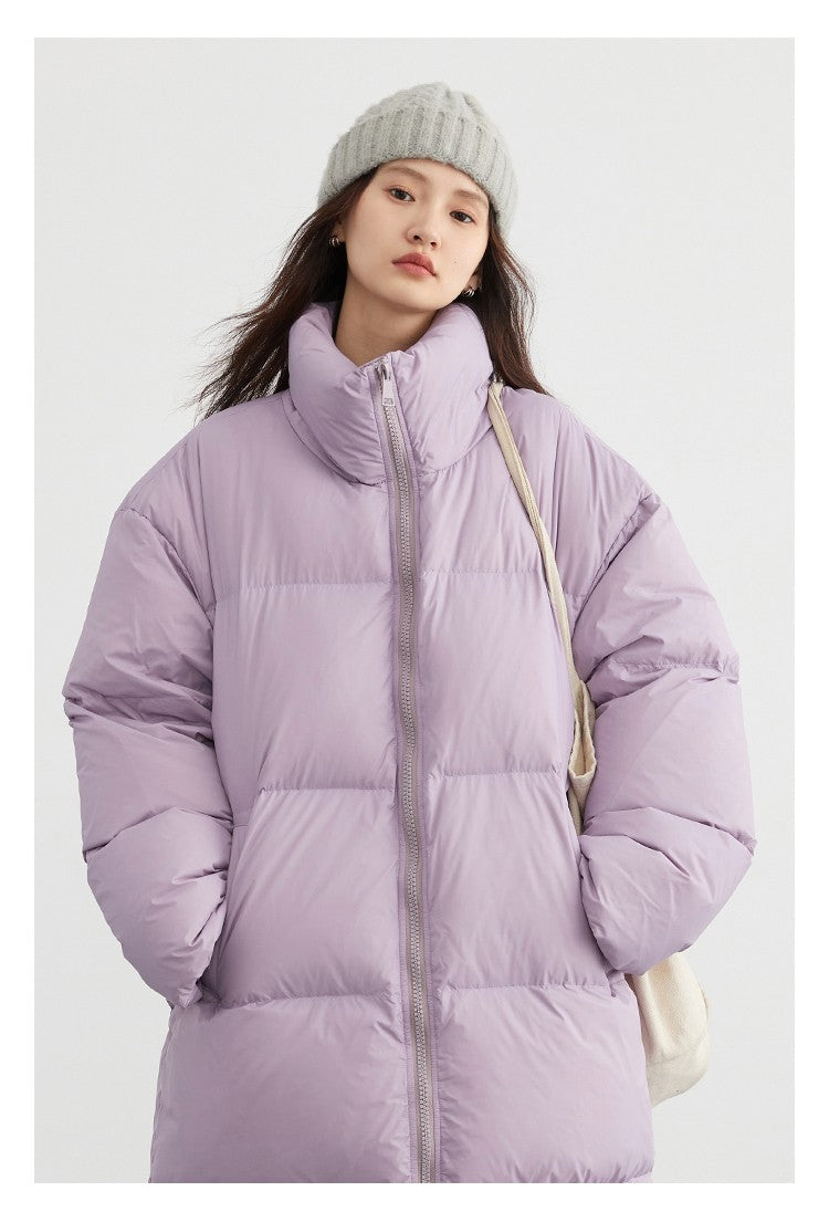 CHIC VEN Women Down Coats Loose Thick Stand-up Collar New Long Thick Down Jacket 80 White Duck Down Female Outerwear Winter 2024