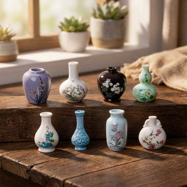 4PCS Random-Style Vintage Mini Resin Vases & Miniature Furniture Accessories DIY Miniature Crafts, Ideal for Dollhouse Scenery