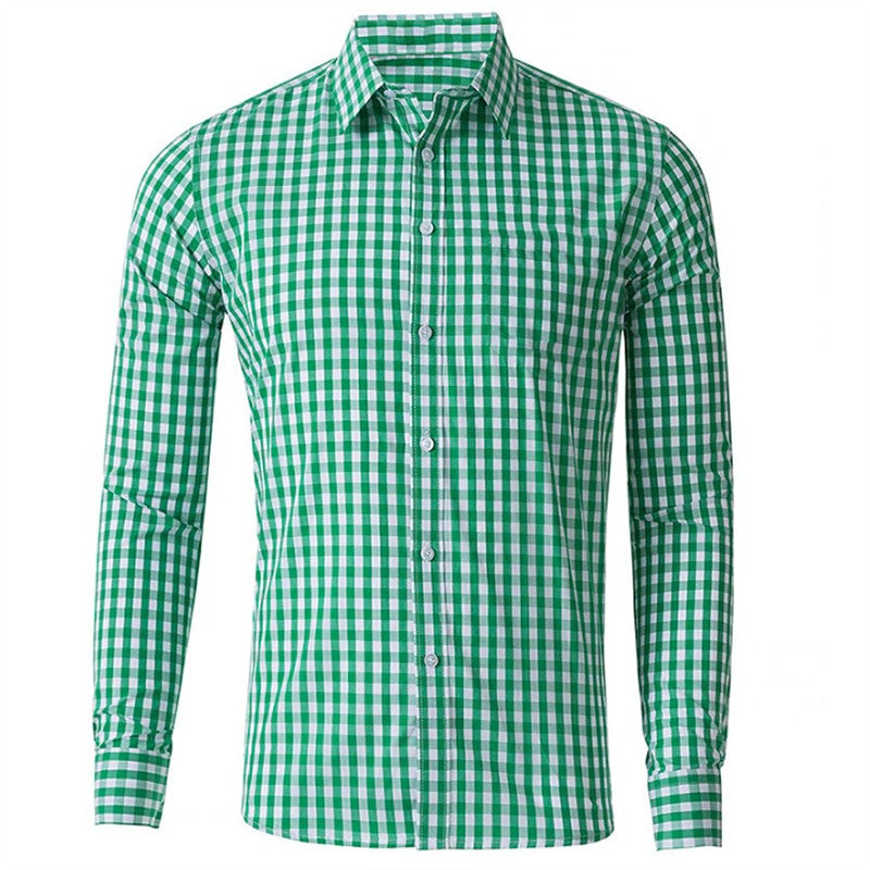 Men's shirt button-up shirt red blue long sleeve plaid/check lapel street resort printed clothing fashion casual Hawaii 5XL