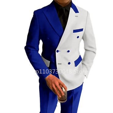 Fashion 2 Piece Wedding Men Suits Slim Fit Peak Lapel Double Breasted Blazer Pants Formal Business Groom Tuxedos Costume Homme