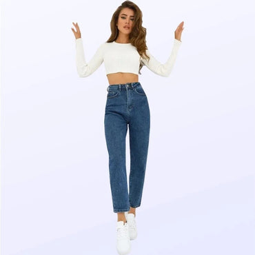 Women's High Waist Straight Leg Jeans Summer Breathable Loose Fit Versatile Comfortable Long Pants Commute Casual Style