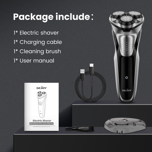 Sejoy Electric Razor for Men’s Electric Shavers Rotary Waterproof Rechargeable Electric Shaver Cordless