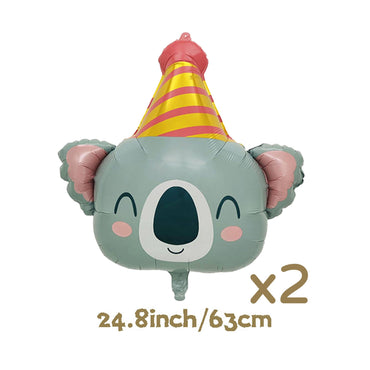 Animal Aluminum Film Balloon Sloth Lion Bear Giraffe Tiger Elephant Frog Balloon Zoo Theme Birthday, Shower, Holiday Decoration