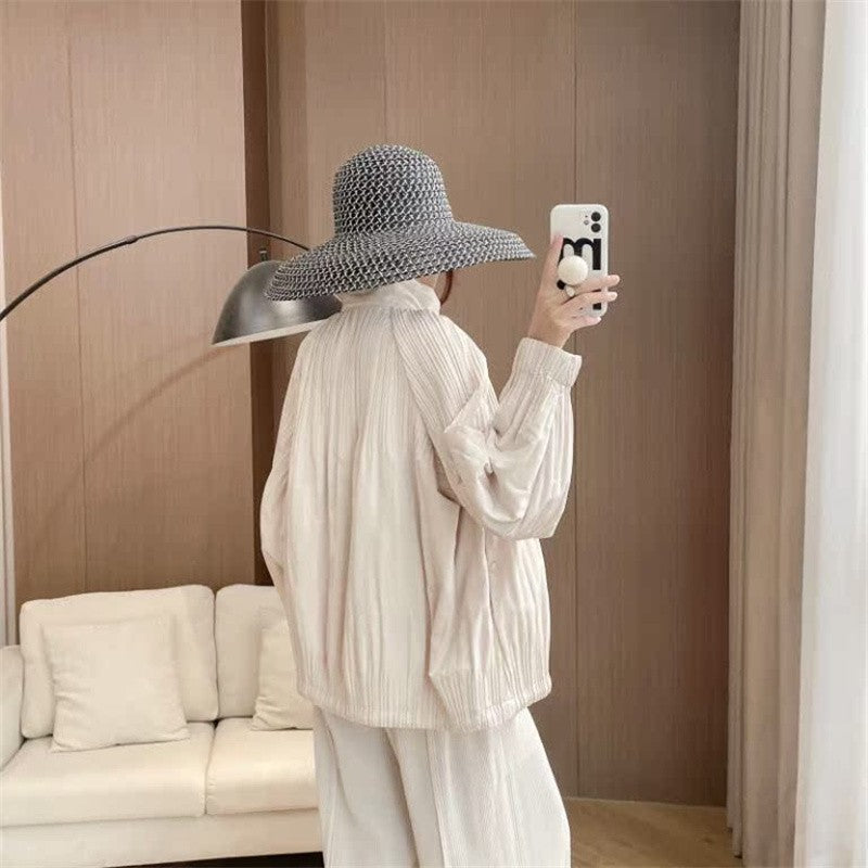 Miyake Wind Pleated Fashion High-end Fashion Commuter Women's Long-sleeved Short Wind-resistant Warm Coat Cotton-Padded Clothes