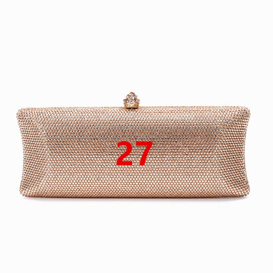 Women Brown/Black/Orange/Red/Purple Rhinestone Clutch Evening Bags Metal Minaudiere Handbag Bridal Purse Wedding Party Clutches