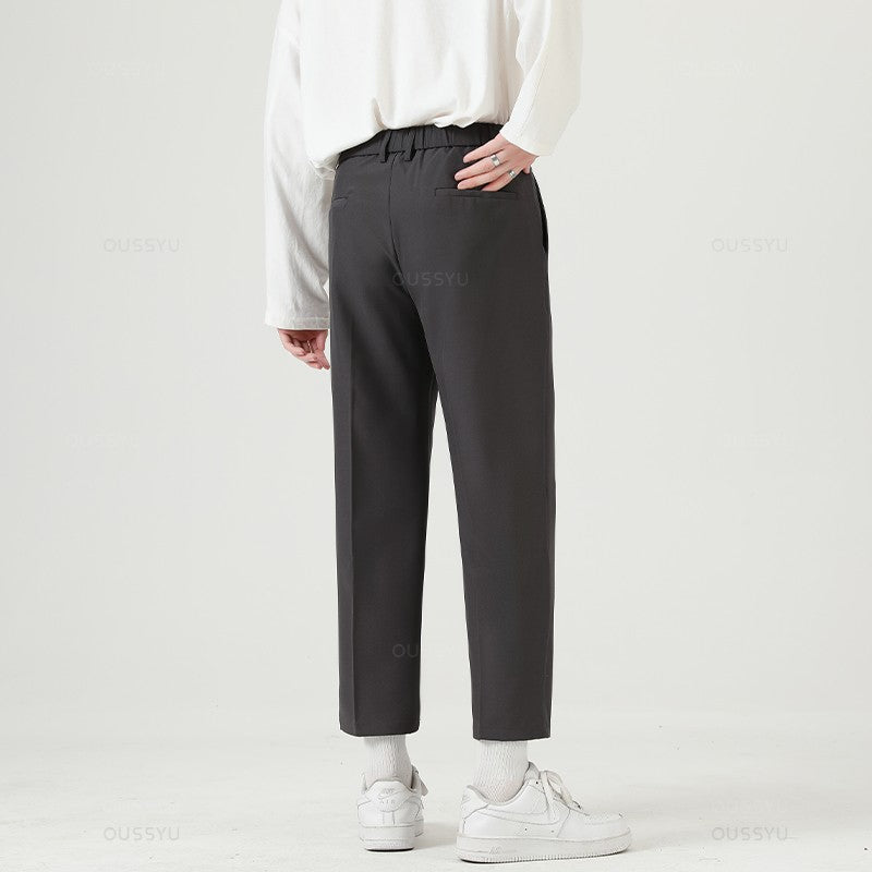 Brand Clothing Smooth Suit Pants Men Business Thin Formal Ankle Length Work Pant Korean Casual Long Trousers Male Oversized 40