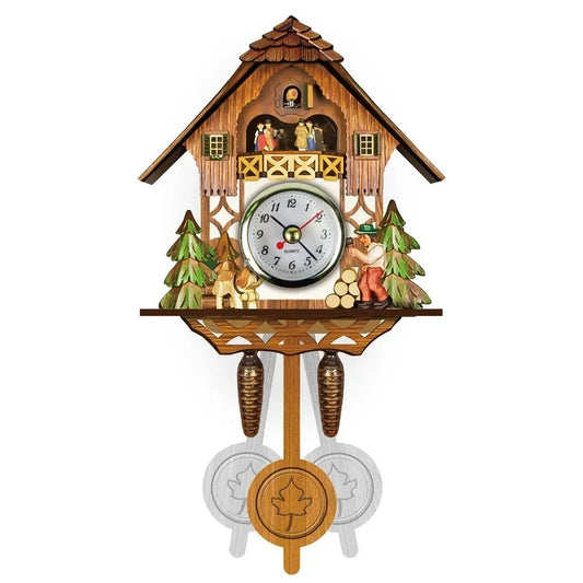 Wooden Hanging Wall Clock Bird Alarm Clock Cuckoo Clocks For Home Kid's Room Decoration Quartz Watch Decorative Home Decor