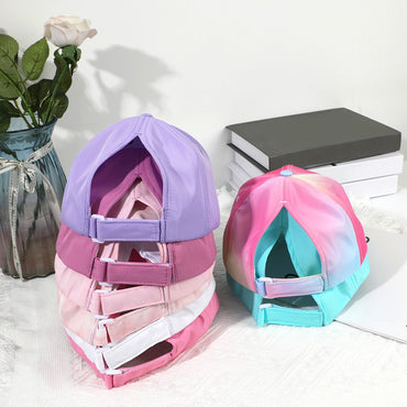 Fashion Kids Baseball Cap For Girls Boys Sun Hat Hollow Back Ponytail Caps Children Snapback Hip Hop Hats Adjustable Bones Caps