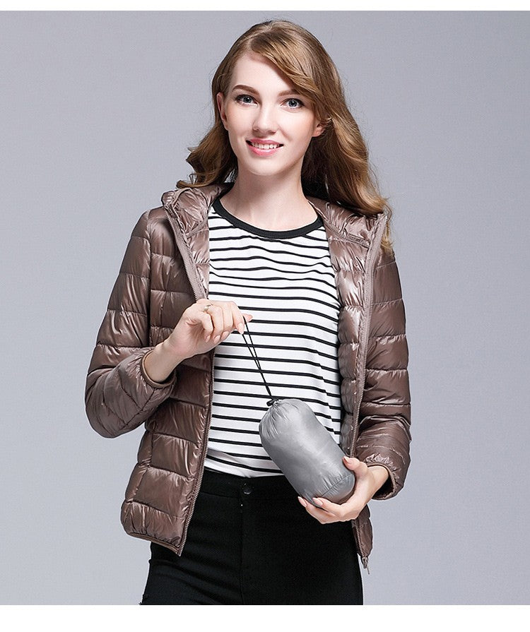 White Duck Down Winter Hoody Jackets Ultra-light Women Down Coats Puffer Long Sleeve Warm Slim Portable Thin Female Outwears 7XL