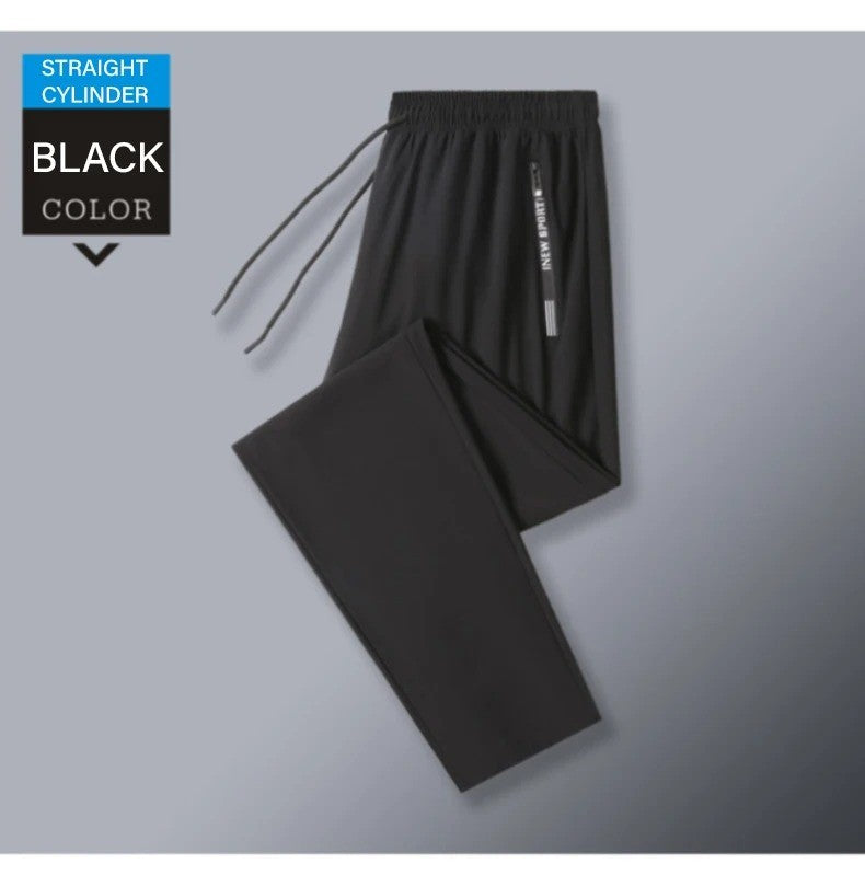 Ice Silk New Pants for Men's Summer Thin Style Sports Quick Dried Straight Leg Draping Wide Leg Pants Casual Long Pants for Men
