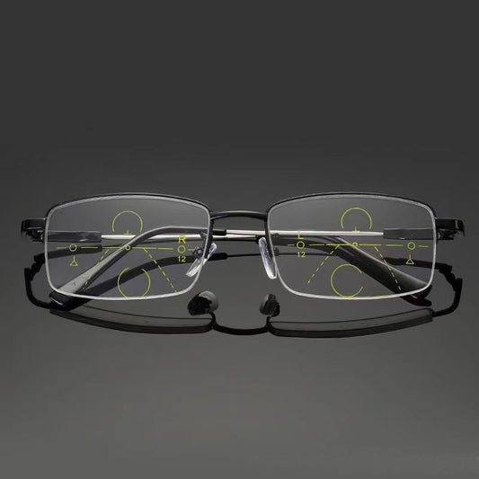 Progressive Men's Eyeglasses Frame Multifocal Reading Glasses Anti Blue Light Eyewear Near Far Sight Glasse escuadras de metal+4