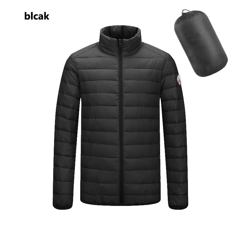 Hot Sales Europe Men Women Long sleeves Embroidery logo Zipper Front Going Out Light Thin Hooded Down Jacket Warm And Windproof