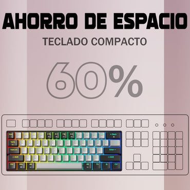 HUO JI Portable 60% Mechanical Gaming Keyboard,RGB LED Backlit Compact 61 Keys Mini Wired Office Red Switch Windows Laptop PC -