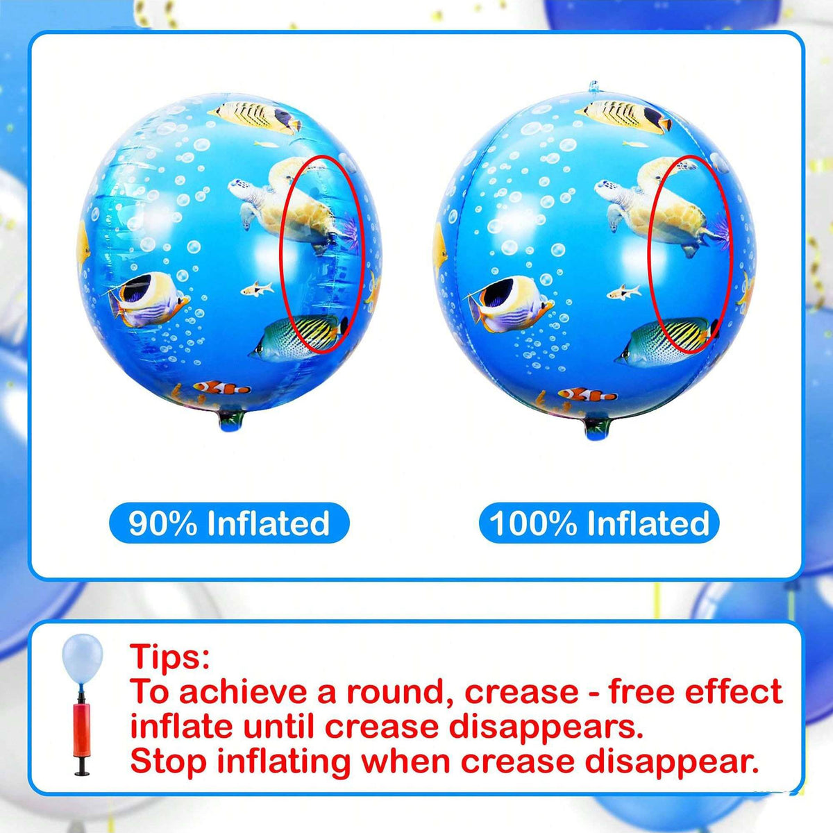 6pcs 22 Inch Round 4D Ocean Birthday Sea Turtle Mylar Balloons Ocean Mermaid Theme Party Sea Animal Birthday Party Balloons