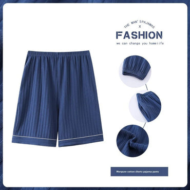 Men's Summer Loose-Fit Cotton Shorts Sleepwear Plus Size Solid Color Student Home Pants Outer Wear Comfortable Underwear
